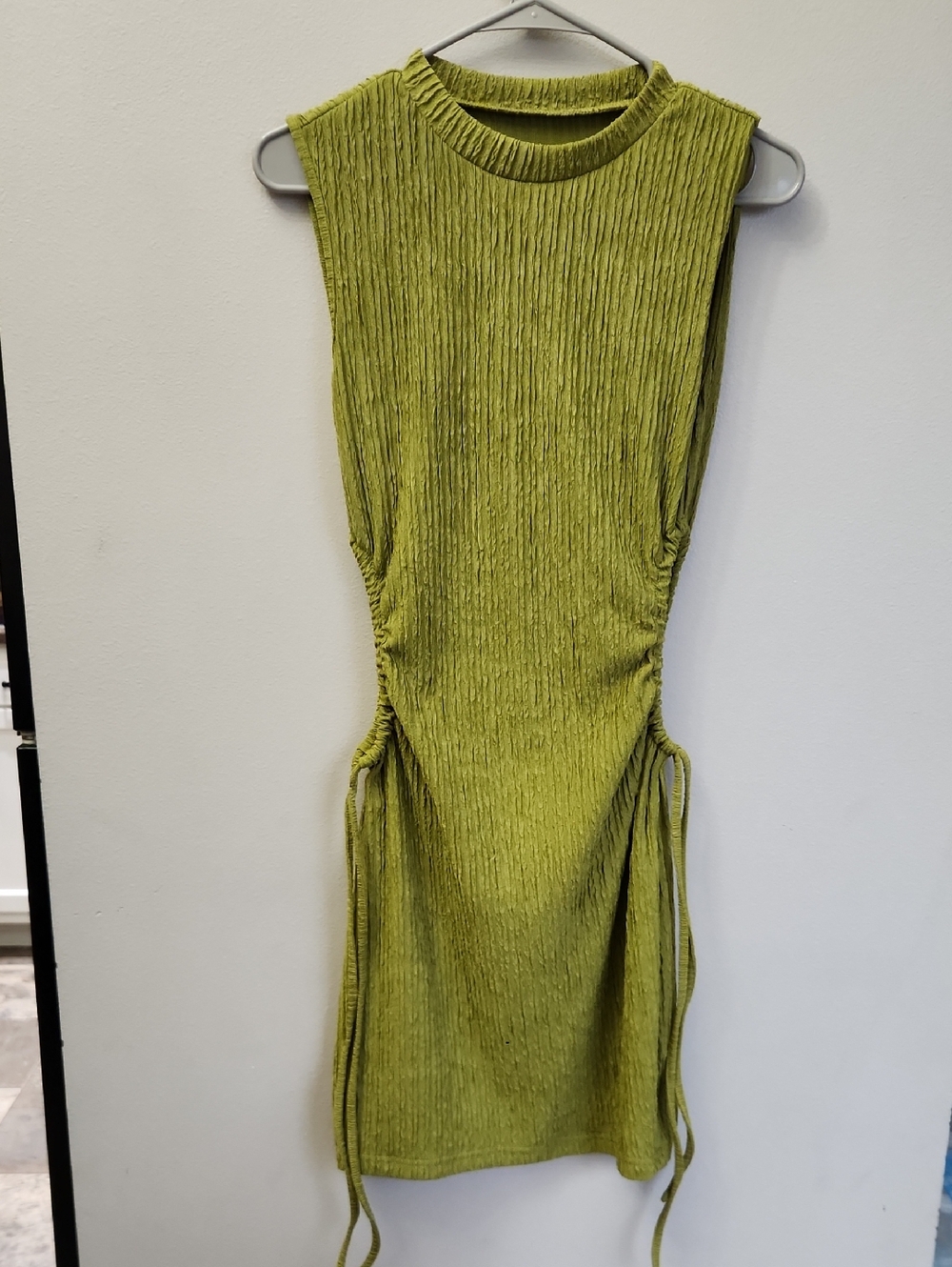 SHEIN Olive Green Sleeveless Ruched Mini Dress